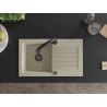 Mexen Pablo granitspüle 1-becken mit abtropffläche und küchenarmatur Elia, beige - 6510-69-670101-70