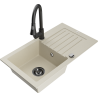 Mexen Pablo Granitspüle einbecken mit Abtropffläche und Küchenarmatur Elia, beige - 6510-69-670101-70