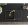 Mexen Pablo Granitspüle 1-beckig mit Abtropffläche und Küchenarmatur Elia, schwarz/silber metallic - 6510-73-670101-50