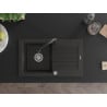 Mexen Pablo Granitspüle 1-Becken mit Abtropffläche und Küchenarmatur Elia, Schwarz/Gold Metallic - 6510-75-670101-70