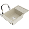 Mexen Elias Granitspüle 1-Becken mit Ablage und Küchenarmatur Elia, beige - 6511-69-670101-00