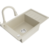 Mexen Elias Granitspüle 1-Becken mit Abtropffläche und Küchenarmatur Elia, beige - 6511-69-670101-69