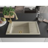 Mexen Elias Granitspüle 1-beckig mit Abtropffläche und Küchenarmatur Elia, beige - 6511-69-670101-50
