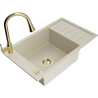 Mexen Elias Granitspüle 1-beckig mit Abtropffläche und Küchenarmatur Elia, beige - 6511-69-670101-50