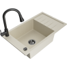 Mexen Elias Granitspüle 1-Becken mit Abtropffläche und Küchenarmatur Elia, beige- 6511-69-670101-70