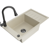 Mexen Elias granitspüle einbau 1-becken mit abtropffläche und küchenarmatur Elia, beige - 6511-69-670101-70