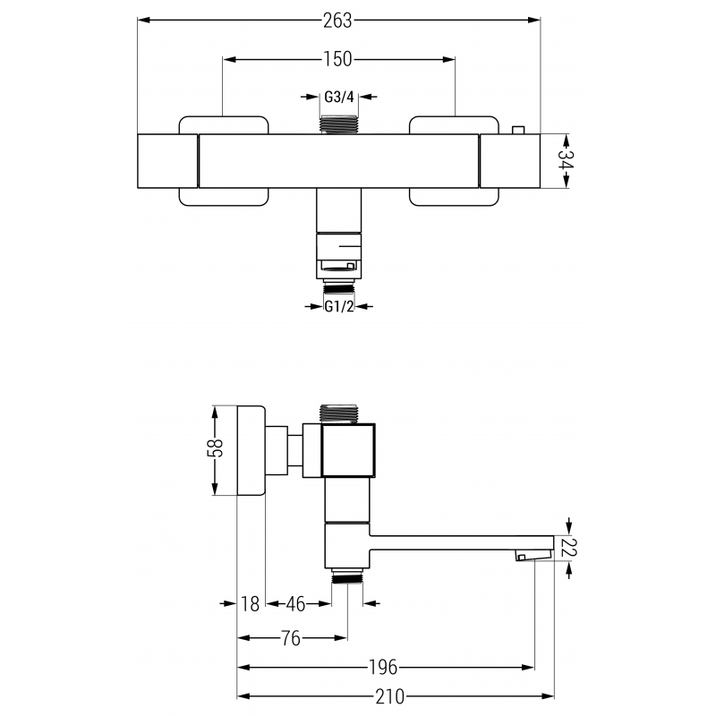 Mexen Cube thermostatische Badewannen-Duscharmatur, weiß - 77910-20