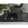 Mexen Elias Granitspüle 1-Becken mit Abtropffläche und Küchenarmatur Elia, schwarz/gold metallisch - 6511-75-670101-00