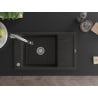 Mexen Elias Granitspüle 1-Becken mit Abtropffläche und Küchenarmatur Elia, Schwarz/Gold Metallic - 6511-75-670101-00