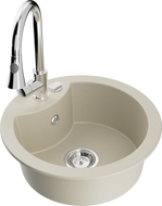 Mexen Diego Granitspüle 1-beckig mit Küchenarmatur Elia, beige - 6512-69-670101-00