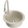 Mexen Diego Granitspüle 1-beckig mit Küchenarmatur Elia, beige - 6512-69-670101-69