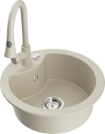 Mexen Diego Granitspüle ein Becken mit Küchenarmatur Elia, beige - 6512-69-670101-69