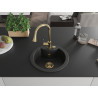 Mexen Diego Granitspüle 1-beckig mit Küchenarmatur Elia, schwarz/silber metallic - 6512-73-670101-50