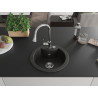 Mexen Diego Granitspüle 1-beckig mit Küchenarmatur Elia, schwarz/gold metallic - 6512-75-670101-00