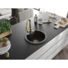 Mexen Diego Granitspüle 1-Becken mit Küchenarmatur Elia, schwarz/gold-metallic - 6512-75-670101-50