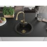 Mexen Diego Granitspüle 1-Becken mit Küchenarmatur Elia, schwarz/gold-metallic - 6512-75-670101-50