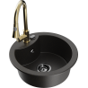 Mexen Diego granitspüle 1-becken mit küchenarmatur Elia, schwarz/gold metallic - 6512-75-670101-50-B