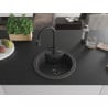 Mexen Diego Granitspüle 1-Becken mit Küchenarmatur Elia, schwarz gesprenkelt - 6512-76-670101-70-B