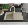 Mexen Bruno Granitspüle 1-becken mit Abtropffläche und Küchenarmatur Elia, beige - 6513-69-670101-69