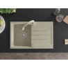 Mexen Bruno Granitspüle 1-becken mit Abtropffläche und Küchenarmatur Elia, beige - 6513-69-670101-69