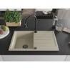 Mexen Bruno Granitspüle 1-beckig mit Abtropffläche und Küchenarmatur Elia, beige - 6513-69-670101-70