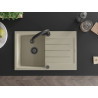 Mexen Bruno Granitspüle 1-beckig mit Abtropffläche und Küchenarmatur Elia, beige - 6513-69-670101-70
