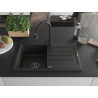 Mexen Bruno Granitspüle 1-Becken mit Abtropffläche und Küchenarmatur Elia, Schwarz/Gold Metallic - 6513-75-670101-70-B