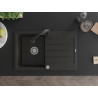 Mexen Bruno Granitspüle 1-Becken mit Abtropffläche und Küchenarmatur Elia, schwarz/gold Metallic - 6513-75-670101-70