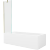 Mexen Vega Rechteckige Wanne 160 x 70 cm mit Verkleidung und 1-flügeliger Abtrennung 50 cm, transparent, gold