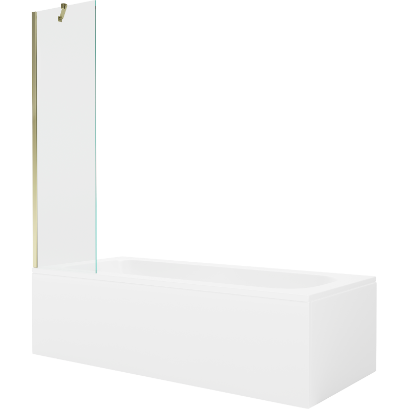 Mexen Vega Rechteckige Badewanne 180 x 80 cm mit Verkleidung und einflügeligem Paravent 50 cm, transparent, gold