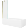 Mexen Vega Rechteckige Badewanne 150 x 70 cm mit Verkleidung und 1-flügeligem Paravent 60 cm, transparent, gold