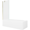 Mexen Vega Rechteckige Badewanne 150 x 70 cm mit Verkleidung und 1-flügeliger Duschwand 70 cm, transparent, gold