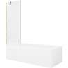 Mexen Vega Rechteckige Badewanne 160 x 70 cm mit Verkleidung und 1-flügeliger Trennwand 70 cm, transparent, gold