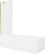 Mexen Vega Rechteckige Badewanne 160 x 70 cm mit Verkleidung und 1-flügeliger Trennwand 70 cm, transparent, gold