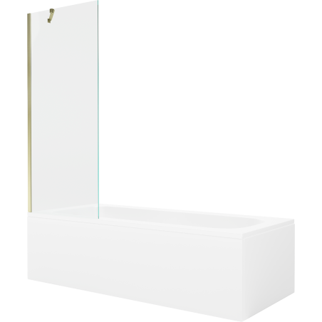 Mexen Vega Rechteckige Wanne 180 x 80 cm mit Verkleidung und 1-flügeliger Faltwand 70 cm, transparent, gold