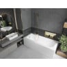 Mexen Vega Rechteckige Badewanne 170 x 70 cm mit Verkleidung und 1-flügeliger Trennwand 80 cm, transparent, goldfarben