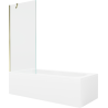 Mexen Vega Rechteckige Badewanne 170 x 70 cm mit Verkleidung und 1-flügeliger Trennwand 80 cm, transparent, goldfarben