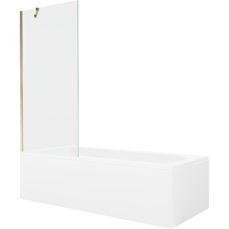 Mexen Vega Rechteckige Wanne 150 x 70 cm mit Verkleidung und 1-flügeliger Trennwand 80 cm, transparent, gold
