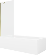 Mexen Vega Rechteckige Wanne 150 x 70 cm mit Verkleidung und 1-flügeliger Trennwand 80 cm, transparent, gold