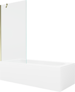Mexen Vega rechteckige Badewanne 150 x 70 cm mit Verkleidung und 1-teiliger Duschabtrennung 90 cm, transparent, gold