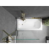 Mexen Vega Rechteckige Badewanne 160 x 70 cm mit Verkleidung und 1-flügeliger 90 cm Trennwand, transparent, gold