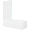 Mexen Vega Rechteckige Badewanne 180 x 80 cm mit Verkleidung und 1-flügeligem Paravent 90 cm, transparent, gold