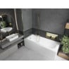 Mexen Vega Rechteckige Badewanne 150 x 70 cm mit Verkleidung und 1-flügeliger Trennwand 100 cm, transparent, gold