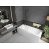 Mexen Vega Rechteckige Badewanne 160 x 70 cm mit Verkleidung und 1-flügeliger Trennwand 100 cm, transparent, gold