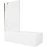 Mexen Vega Rechteckige Badewanne 170 x 70 cm mit Verkleidung und 1-flügeliger Trennwand 100 cm, transparent, gold