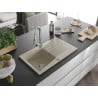 Mexen Cesar Granitspüle 1-Becken mit Abtropffläche und Küchenarmatur Elia, beige - 6514-69-670101-00