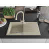 Mexen Cesar Granitspüle 1-beckig mit Abtropffläche und Küchenarmatur Elia, beige - 6514-69-670101-69