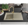 Mexen Cesar Granitspüle 1-becken mit Abtropffläche und Küchenarmatur Elia, beige - 6514-69-670101-50