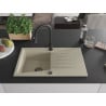 Mexen Cesar Granitspüle 1-Becken mit Abtropffläche und Küchenarmatur Elia, beige - 6514-69-670101-70