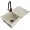 Mexen Cesar Granitspüle 1-Becken mit Abtropffläche und Küchenarmatur Elia, beige - 6514-69-670101-70